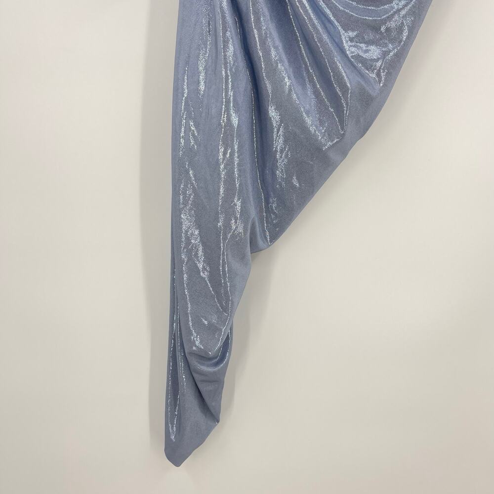 Norma Kamali | Strapless Diana Pickleball Dress in Misty Blue Metallic Mini S - Picture 9 of 15
